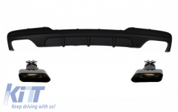 image-47-Double Outlet Air Diffuser suitable for BMW F10 5 Series (2011-2017) M-Performance Design with Black Exhaust Muffler Tips V8 LCI Square Design