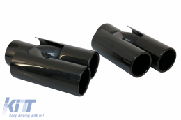 Double Outlet Air Diffuser suitable for BMW F10 5 Series (2011-2017) M Design with Exhaust Muffler Tips Piano Black-image-6087680