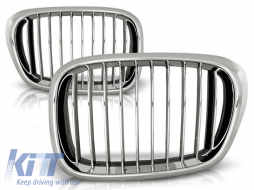Double ribbed chrome kidney grilles suitable for BMW 5 Series E39 sedan, touring 09.1995-06.2003 - ABBMGR6009385