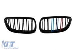 Double ribbed kidneys in black lacquer with M decoration suitable for BMW 3 Series E92 Coupe, E93 Cabriolet 2006-2009 - ABBMGR6009098