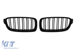 image-3-Double slat gloss black kidney grilles suitable for BMW 3 Series F30 Sedan, F31 Touring 2011-2019