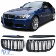 image-36-Double slat kidney grille performance gloss black for 3 Series BMW E90 E91 2005-2008