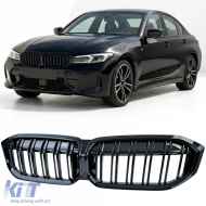 image-49-Double-slat kidney grille Performance Gloss Black for 3 Series BMW G20 G21 LCI from 2022