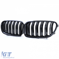 Double Slat Kidney Grille Performance Gloss Black for 5 Series BMW F10 F11 2010-2017-image-6257436