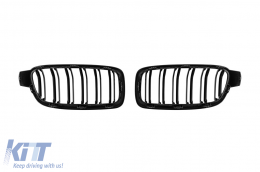 Double slat kidney grilles in black lacquer type M3 suitable for BMW 3 Series F30 sedan, F31 touring 2011-2019-image-6143256