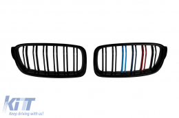 image-6-Double slat kidneys, black lacquer with M decoration type M3 suitable for BMW 3 Series F30 sedan, F31 touring 2011-2019