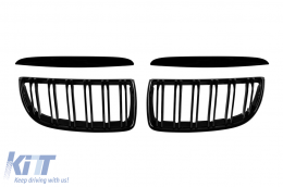 image-10-Double slat kidneys in black lacquer suitable for BMW 3 Series E90 sedan, E91 touring 2005-2008
