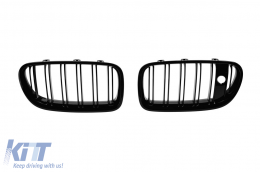 image-11-Double slat kidneys in black lacquer suitable for BMW 5 Series F10 sedan, F11 touring 2013-2017 for the model with Night Vision