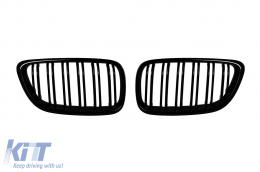image-17-Double slat kidneys in black lacquer suitable for BMW Series 2 F22 Coupe, F23 Cabriolet after 2014