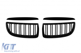 image-34-Double slat kidneys in black lacquer suitable for BMW 3 Series E90 sedan, E91 touring 2005-2008
