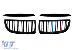 Double slat kidneys in black lacquer with M decoration suitable for BMW 3 Series E90 sedan, E91 touring 2005-2008 - ABBMGR6009100