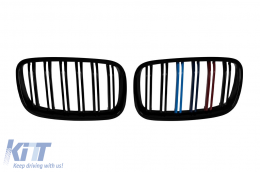 Double slat kidneys in black lacquer with M decoration suitable for BMW X5 E70 2007-2013, X6 E71 2008-2011 - ABBMGR6009132