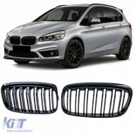 Double Slat Radiator Grille Gloss Black for 2 Series BMW Active Tourer F45 2014-2017