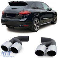 Double stainless steel tailpipes silver for Porsche Cayenne 92A 3.0 Diesel 10-14
