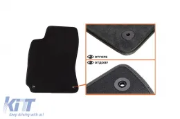Dreilagige Textilfußmatten aus Petex Style-Material geeignet für VW Passat 2001-2005 mit runden Löchern, Set aus 4 Stück, schwarz-image-6242206