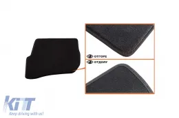 Dreilagige Textilfußmatten aus Petex Style-Material geeignet für VW Passat 2001-2005 mit runden Löchern, Set aus 4 Stück, schwarz-image-6242208