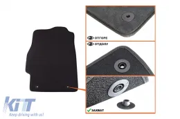 Dreilagige Textilfußmatten geeignet für Honda Civic 1999-2001, 3 Türen, Set mit 4 Stück, schwarz-image-6241713