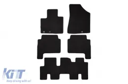 image-4-Dreilagige Textilfußmatten geeignet für Kia Sorento 2009-2012 mit 7 Sitzen, Set aus 5 Stück, schwarz