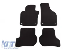 image-61-Dreilagige Textilfußmatten geeignet für VW Golf V 2003-2008, Jetta 2005-2007 mit ovalen Löchern, Set aus 4 Stück, schwarz
