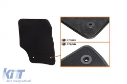 Dreilagige Textilfußmatten geeignet für VW Touareg 2002-2010 mit runden Löchern, Set aus 4 Stück, schwarz-image-6242221