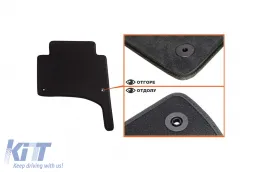Dreilagige Textilfußmatten geeignet für VW Touareg 2002-2010 mit runden Löchern, Set aus 4 Stück, schwarz-image-6242223