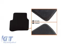 Dreischichtige Textilfußmatten aus Petex Style Material geeignet für VW Passat Limousine, Kombi 2005-2014, Passat CC 2012-2016 mit runden Löchern, Set aus 4 Stück, schwarz-image-6242747