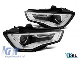 DRL headlight tuning kit suitable for Audi A3 2012-2016 with black base, left and right - ABAUHX6010383