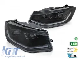 image-55-DRL-Scheinwerfer-Tuning-Kit geeignet für Volkswagen Caddy nach 2020 mit schwarzem Gehäuse, links und rechts, für das Modell mit werkseitigen Tagfahrlichtern und Halogenscheinwerfern.