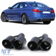 image-35-Dual exhaust tailpipes sport look black for 5 Series BMW F10 F11 6 Series F12 F13