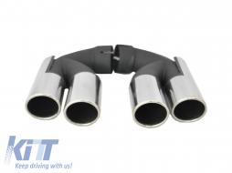 Dual Muffler Exhaust Stainless Steel Tailpipes  suitable for VW Touareg (2002-2010) W12 Design - TY-179