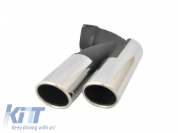 Dual Muffler Exhaust Stainless Steel Tailpipes  suitable for VW Touareg (2002-2010) W12 Design-image-6011104