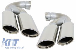 Dual Muffler Tips Exhaust Stainless Steel Tailpipes  suitable for VW Touareg 7P 7L (2002-2018) W12 Design - TY-D094