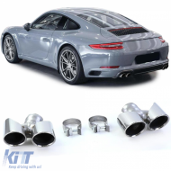 Dual pipe polished tailpipes suitable for Porsche 911 991.2 15-19 3.0 370HP - ODEMTP6014319