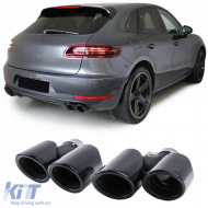 Dual pipe tailpipes sport look black for Porsche Macan 95B 14-17