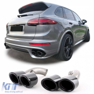 Dual tube tailpipes GTS look black for Porsche Cayenne 92A Facelift 14-17 - ODEMTP6013905