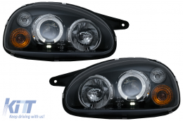 image-24-Dupla Angel Eye fényszóró Opel Corsa B (02.1993-10.2000) LHD, fekete