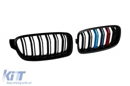 Dupla rácsos vese, fekete lakk M dekorációval M3 típusú, BMW 3-as F30 sedan, F31 touring 2011-2019 modellekhez-image-6145668