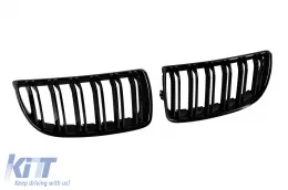 Dupla rácsos vese fekete lakk színben BMW 3-as E90 sedan, E91 touring 2005-2008 modellekhez-image-6143357