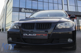 Dupla rácsos vese fekete lakk színben BMW 3-as E90 sedan, E91 touring 2005-2008 modellekhez-image-6146378