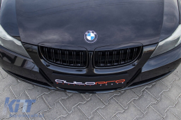 Dupla rácsos vese fekete lakk színben BMW 3-as E90 sedan, E91 touring 2005-2008 modellekhez-image-6146379