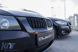 Dupla rácsos vese fekete lakk színben BMW 3-as E90 sedan, E91 touring 2005-2008 modellekhez-image-6146380