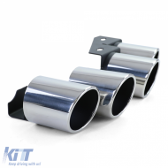 Duplex exhaust tailpipes 4-pipe trims stainless steel pair for Audi A4 2.0 B9 from 15-image-6210084