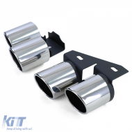 Duplex exhaust tailpipes 4-pipe trims stainless steel pair for Audi A4 2.0 B9 from 15-image-6210085