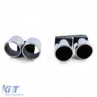 Duplex exhaust tailpipes 4-pipe trims stainless steel pair for Audi A4 2.0 B9 from 15-image-6210086