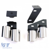 Duplex exhaust tailpipes 4-pipe trims stainless steel pair for Audi A4 2.0 B9 from 15-image-6210087