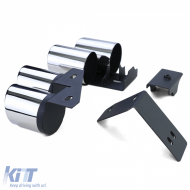 Duplex exhaust tailpipes 4-pipe trims stainless steel pair for Audi A4 2.0 B9 from 15-image-6210088