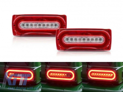 Dynamic LED tuning tail light set suitable for Mercedes G-Class W463 1999-2018 with red/white base, left and right - ABMETX6012137