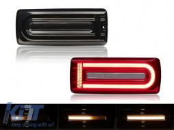 Dynamic LED tuning tail light set suitable for Mercedes G-Class W463 1999-2018 with smoked base, left and right - ABMETX6012140