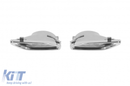 E300-Typ Diffusor mit verchromten Endrohren geeignet für den serienmäßigen Heckstoßfänger des Mercedes E-Klasse W212, S212 2014-2016, -oo--oo-, mit verchromtem Zierleisten-image-6150617