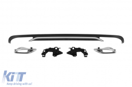 E300 type diffuser with chrome tips suitable for standard rear bumper of Mercedes E-Class W212, S212 2014-2016, -oo--oo-, with chrome trim - ABMERA6009918